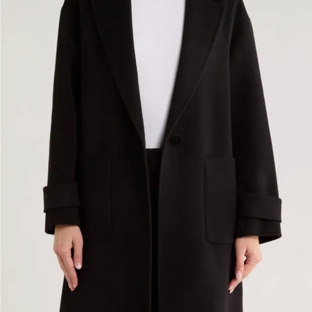 VGUC Theory Black Wool Button Up Overcoat